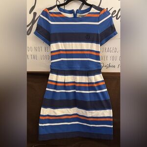 E Land Striped Blue and Orange Kids preppy dress